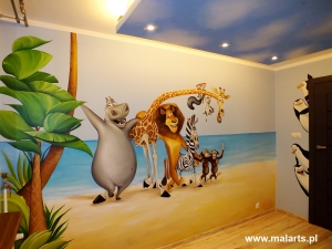 Dąbrowa Górnicza - Malowana dekoracja ścienna &quot;Madagaskar&quot;