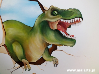 Kalisz - malowanie dekoracji w pokoju z motywami dinozaurów